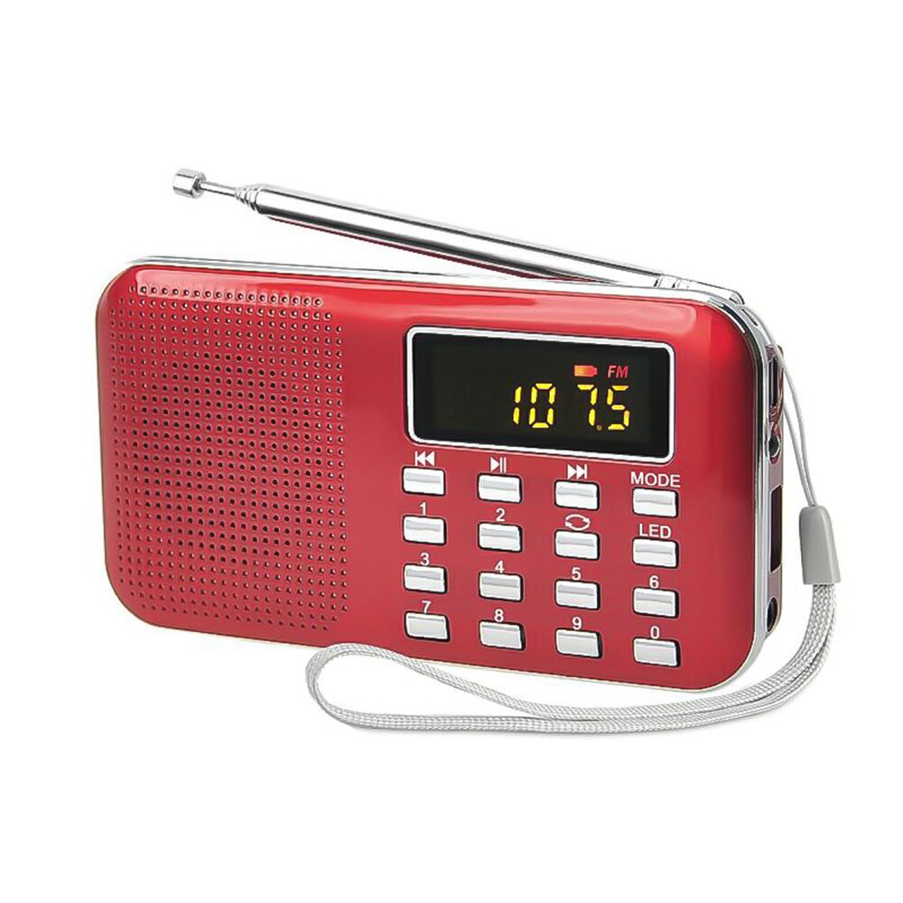 Kebidumei Mini Lcd MP3 Radio Speaker Speler Support Tf Card Usb Met Led Zaklamp Functie Draagbare Radio Fm & Am speaker: Red