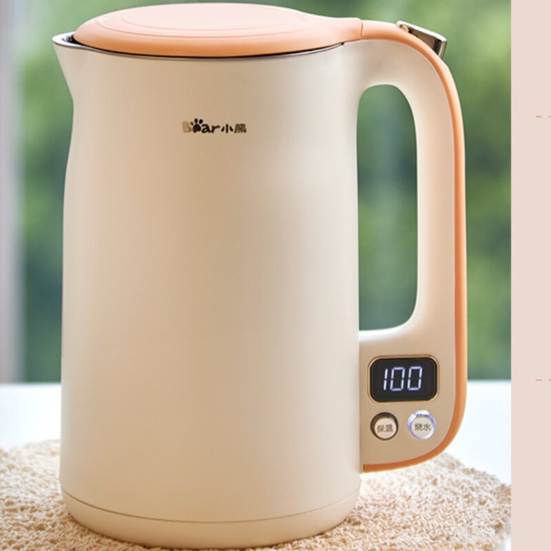 Bear Variable Temperature Electric Kettle 1.7L Tea Coffee Keep Warm Function Boil-Dry Protection Kitchen Appliances ZDH-C17V3: Creamy-white
