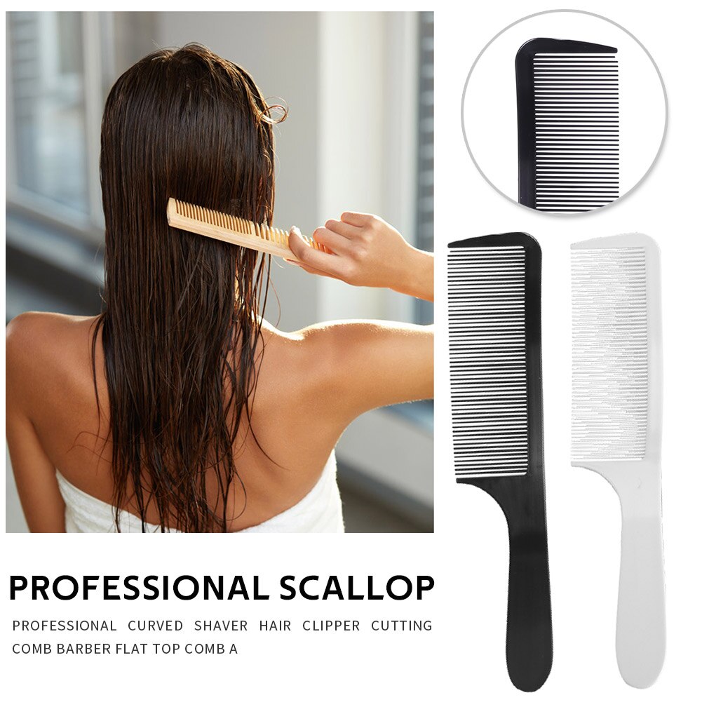 Black Curved Shaver Hair Clipper Cutting Comb Barber Flat Top Comb Anti-static Salon Cutting Comb Hairdressing Brush