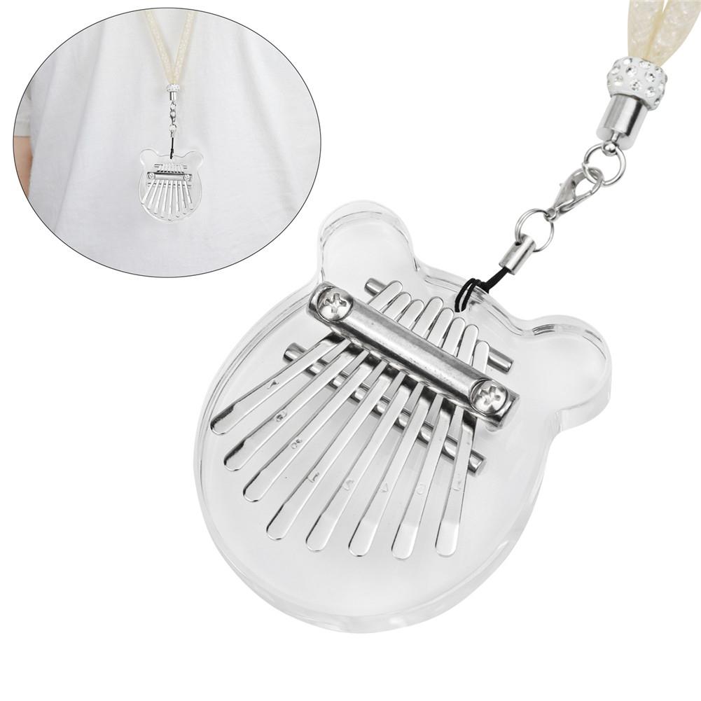 Mini portable 8-tone Acrylic Kalimba Crystal Transparent Thumb Piano with Lanyard 8 Keys Calimba Music Instrument