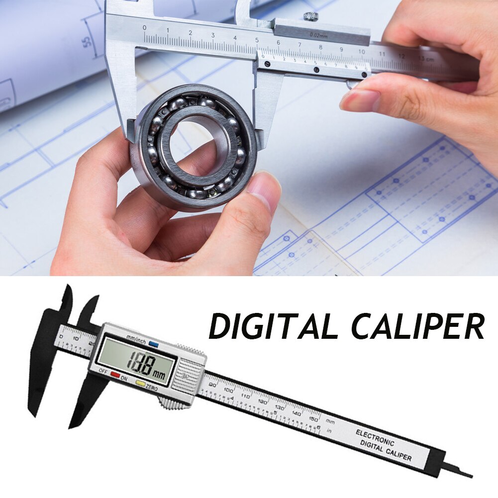 Digital Vernier Caliper LCD Electronic Ruler Inner Outer Diameter Depth Measurement Tool Clear Reading Caliper