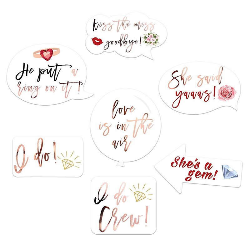 23pcs Wedding Bridal Shower Photo Booth Props Rose Gold Bachelorette Photo Booth for Girls Night Out Hen Party Accessories