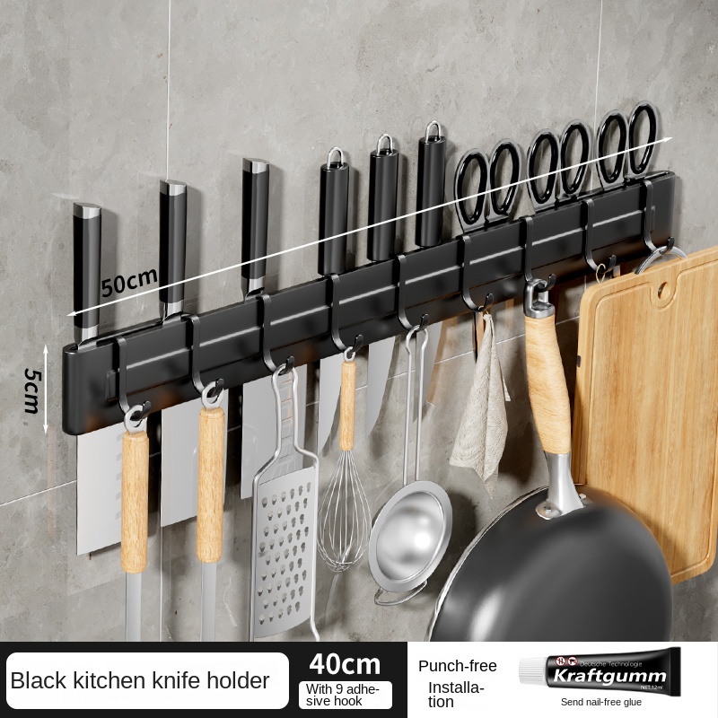 Knife rack storage rack kitchen wall-mounted cutte... – Grandado