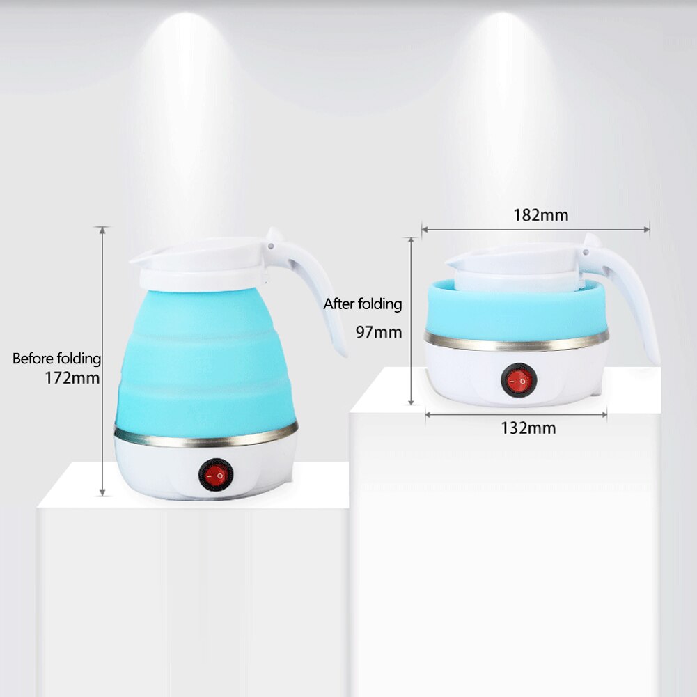 Bouilloire électrique pliable Mini voyage Silicone bouilloire pliante acier inoxydable comestible Silicone électrique Kettlefor hiver en plein air