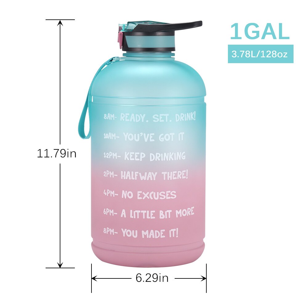 1 Gallon Water Bottle with Straw Time Marker 3.78L Large Capacity Fitness Sport Waters Jug safe and fall-resistant