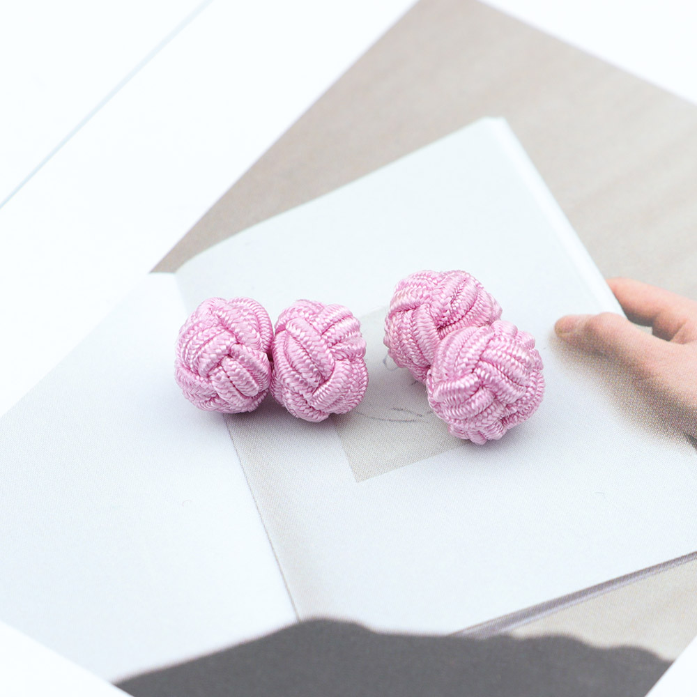 Gemelos con nudo de seda para hombre, gemelos con nudo de seda en colores sólidos, DIY, trenzado, hecho a mano, cuerda doble elástica, manguito de bola, de Novela
