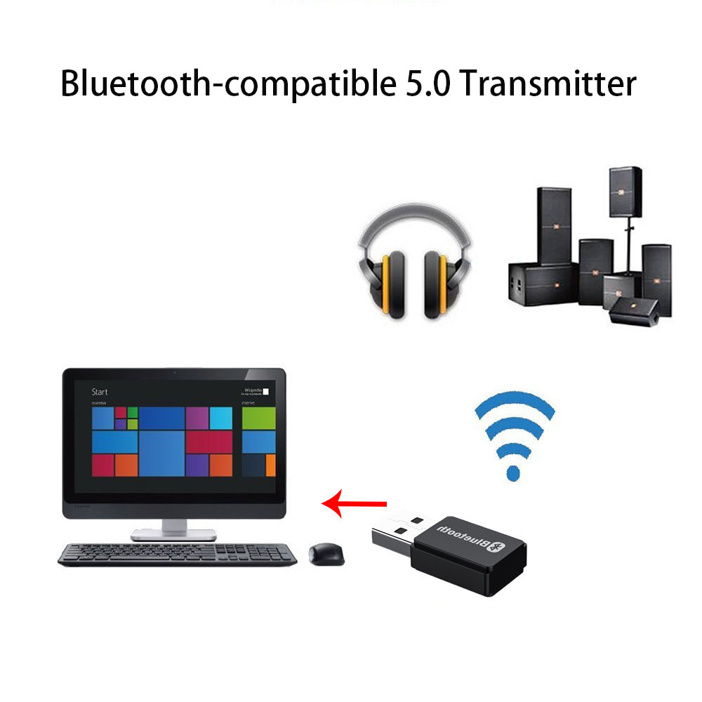 Bezprzewodowy przenośny adapter USB kompatybilny z Bluetooth 5.0 Dongle muzyka AUX stereofoniczny BT nadajnik audio robić komputera laptop mysz zestaw samochodowy
