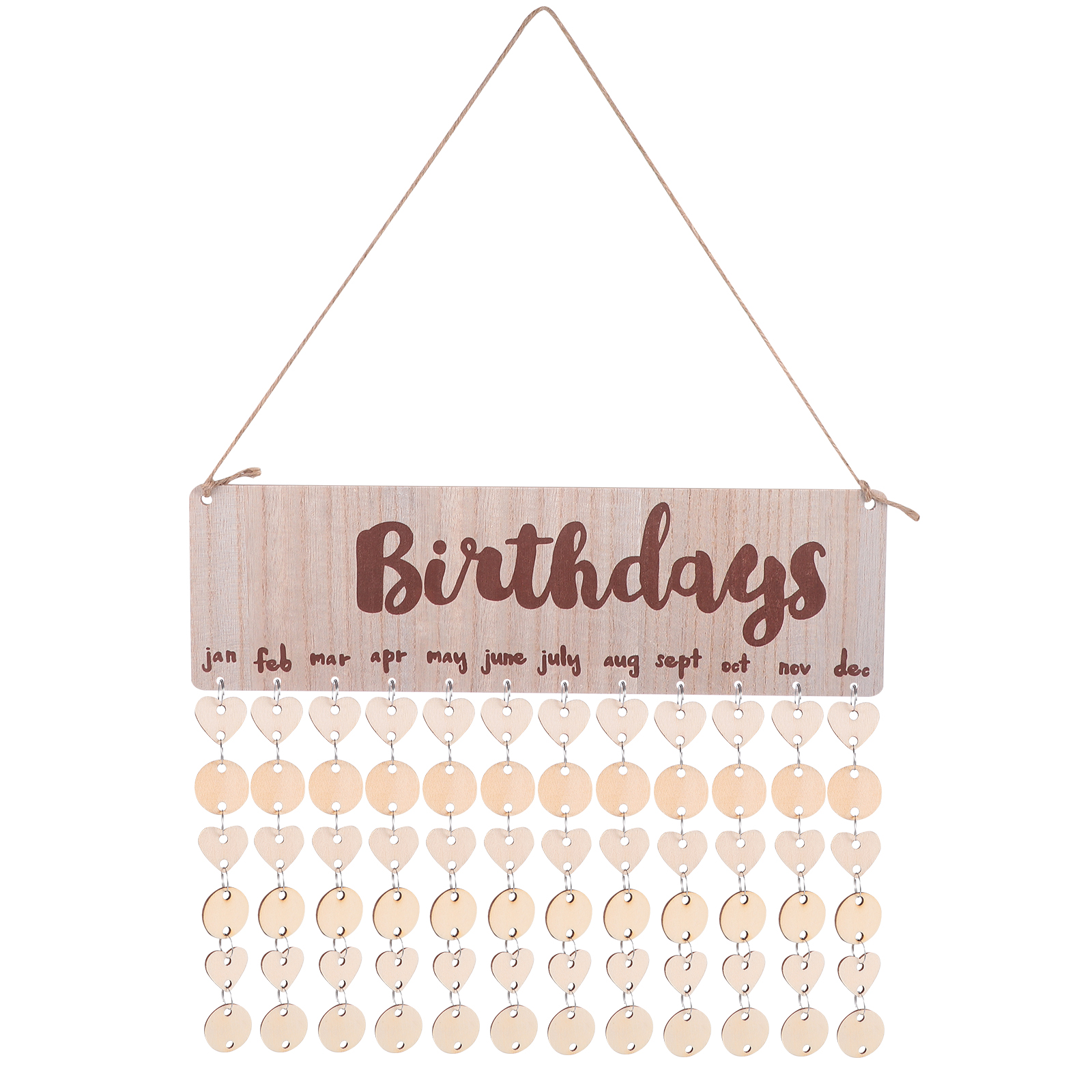 1 Set Wooden Birthdays Calendar DIY Calendar Hanging Decoration for Wedding Anniversary: Default Title