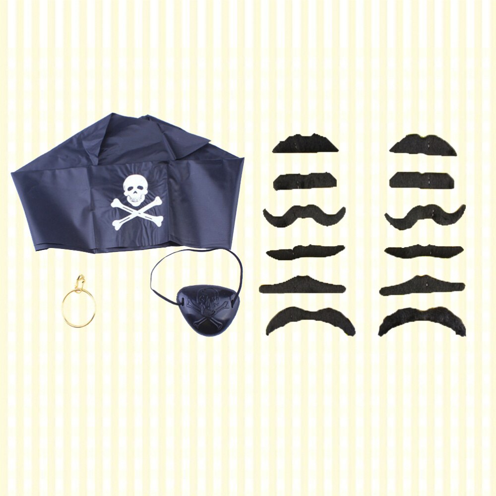30Pcs Cosplay Medeplichtige Piraat Kap Oorbellen Set Eye Patches Snor Props Karakter Pirate Maskerade Prestaties