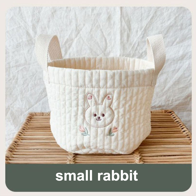 Sacs à couches brodés ours fleur pour bébé garçon fille -né sac à couches organisateur pour maman vêtements jouets sac de rangement panier: small rabbit