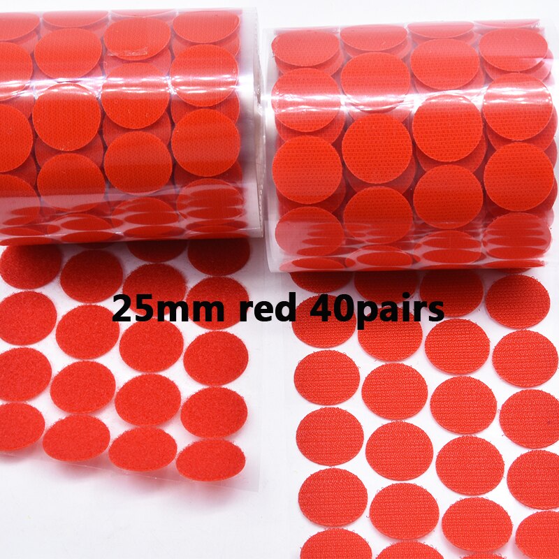 Kleurrijke Klittenbandsluitingen Lijm 10-30 Mm Zelfklevende Tape Haak Lus Nylon Magic Boob Tape Sticker Thuisgebruik Sterke lijm 100Pairs: 25mm red 40 pairs