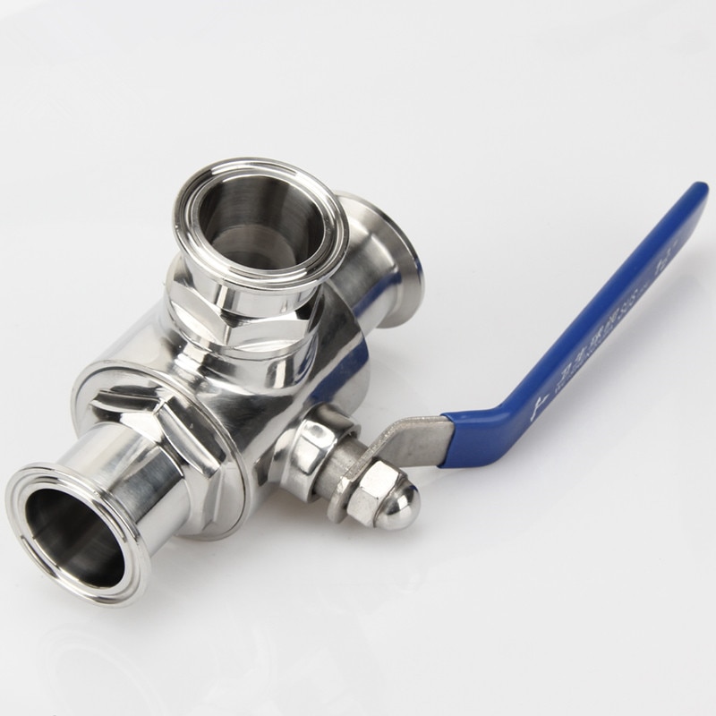 1-1/2" 38mm 304 Stainless Steel Sanitary 3 Way L port Ball Valve 1.5" Tri Clamp Ferrule Type For Homebrew Diary Product