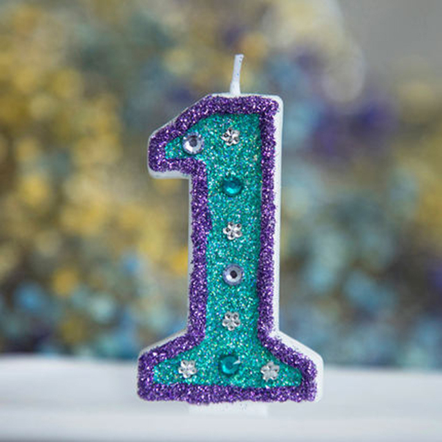 Kid Mermaid Diamond Glitter Number Birthday Candles Cake Topper Birthday Wedding Digital Cakes Dessert Decor Birthday Decoration: 1