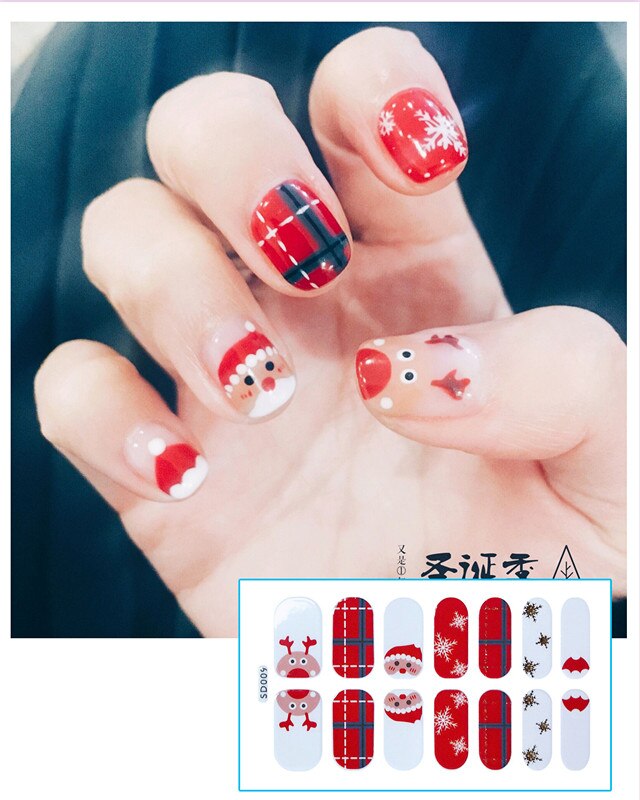Père noël Elk ongle autocollant noël ongles décor joyeux noël décor noël Navidad bonne année: 9