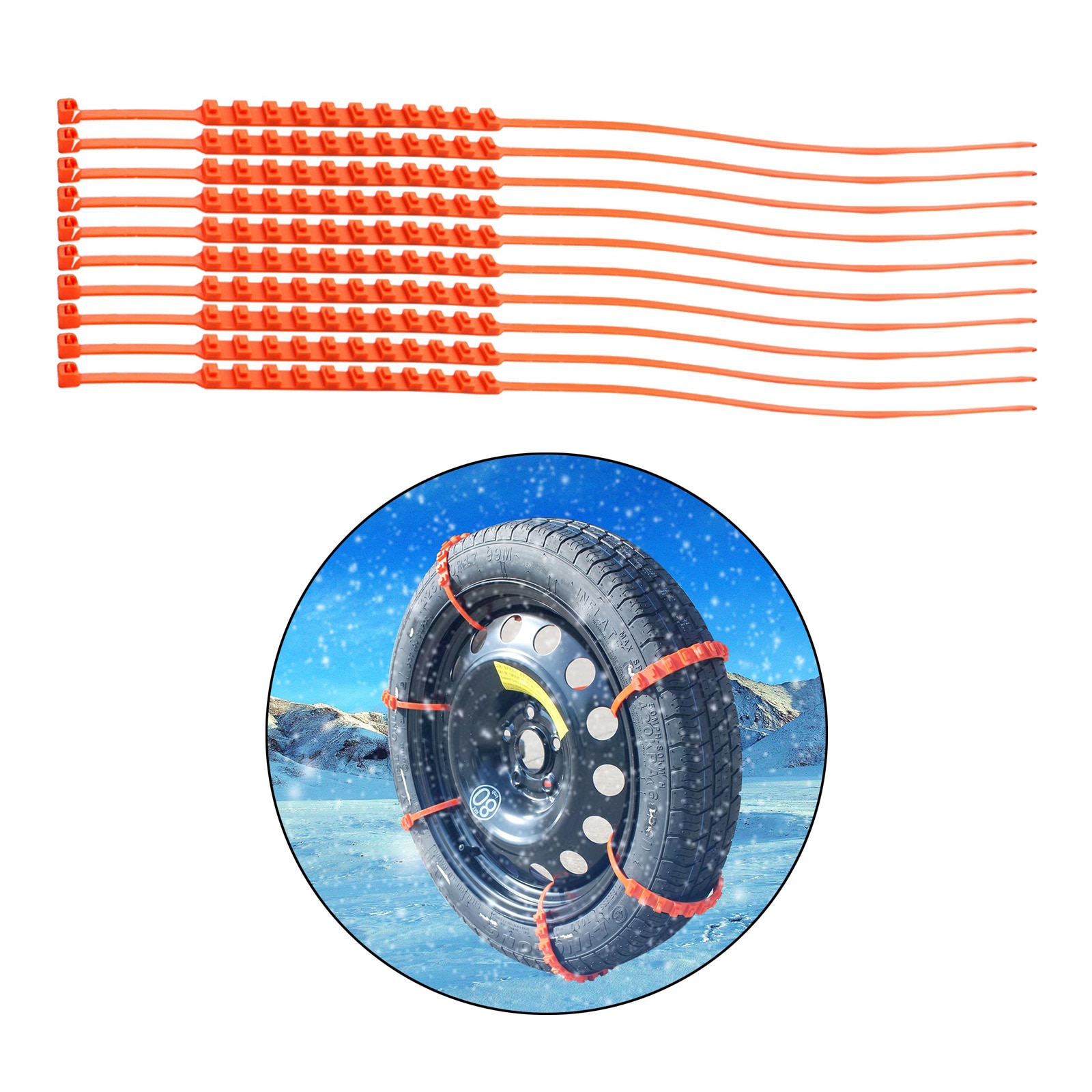 10x Snow Chains Tire Traction Chain Emergency Tire Straps for Cars/SUV/Truck/ATV