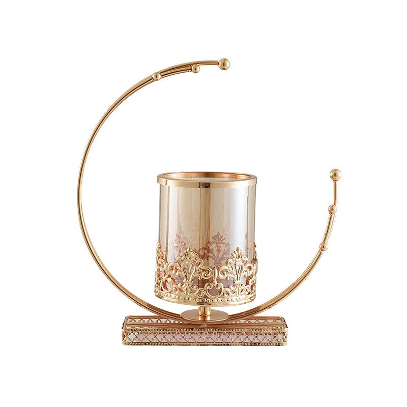 Luxury Gold Candle Lantern Glass Candle Holders Wedding Party Centerpieces Candelabra Home Craft Candlestick Decorative