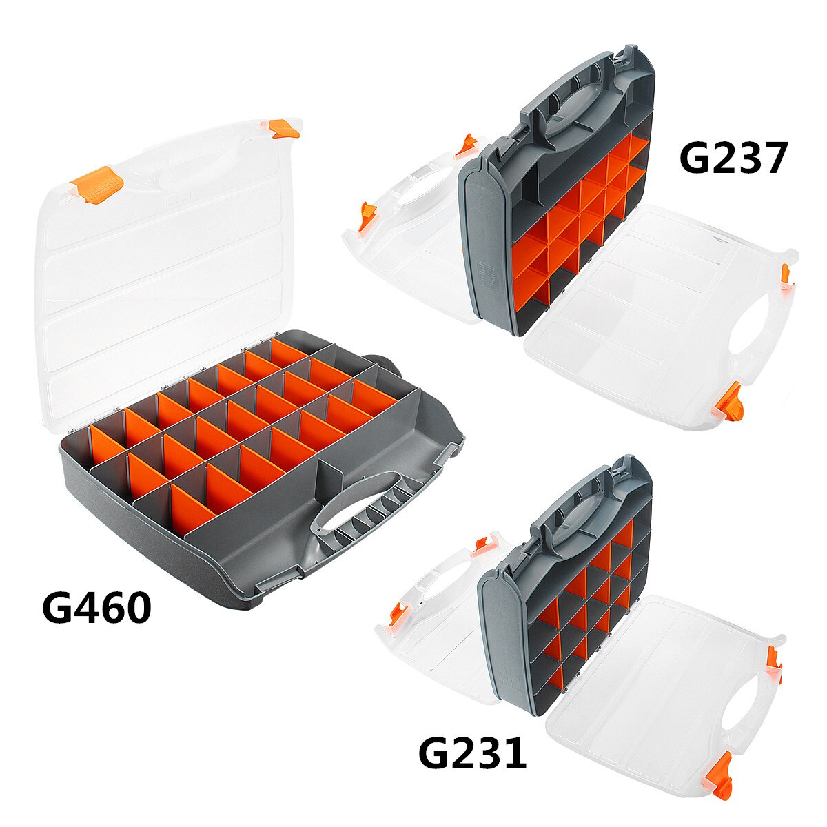 Tool Organiser Compartment Box Case Storage Screw Nail Nut Bolt 3 Sizes Lightweight Removable Polypropylene