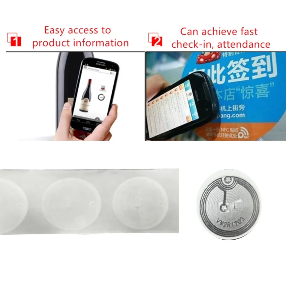 5/10/20 Stuks Smart Chip Nfc Rfid 13.56Mhz Voor S50 Kaart Kloon Crack Veranderlijk 25Mm Id Tag Token Copy 1K Herschrijfbare Stickers