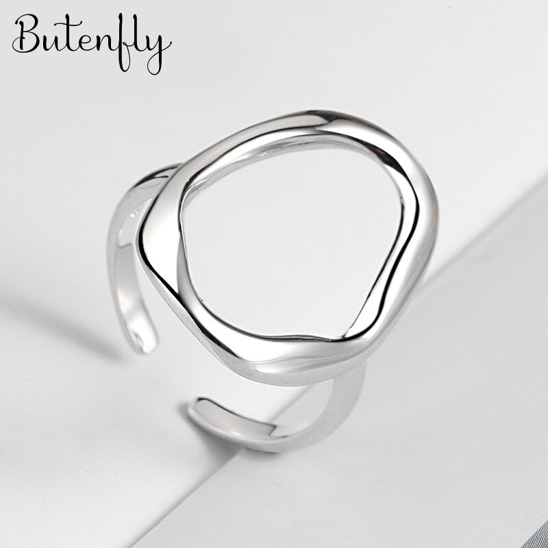 Trendy Zilveren Kleur Cirkel Ringen Voor Vrouwen Bridal Wedding Engagement Sieraden Grote Opening Antieke Ringen: 1