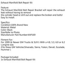Replacement Exhaust Manifold Bolt Repair Kit Part For SUVs in 1999 Leakage