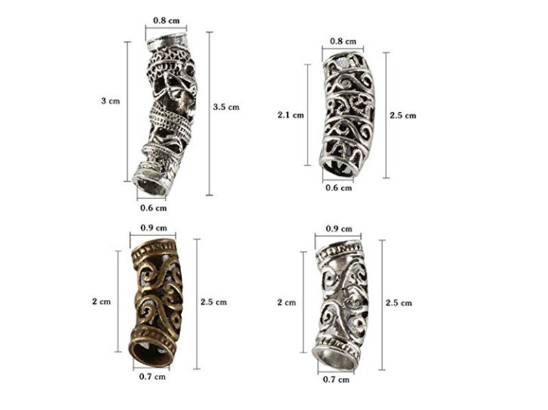 12 stk/sæt dreadlocks smykker dreadlocks perler 6 stil skæg fletringe diy tibetansk stil sølv fletning dekorationer