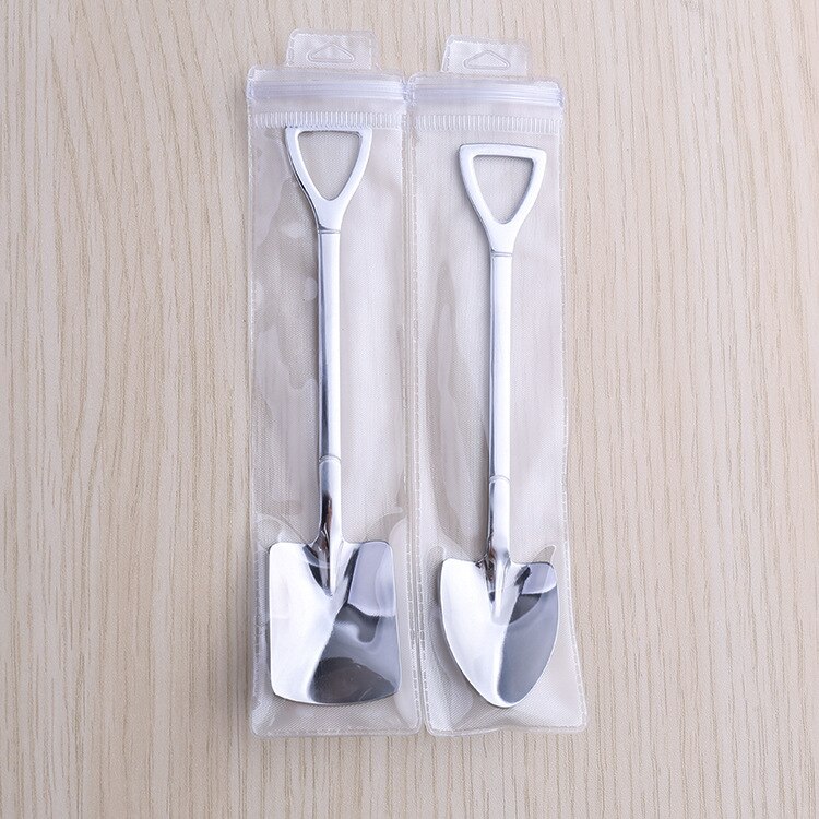 Beautifully packaged coffee spoon tea spoon stirring stainless steel spoon set watermelon dessert ice cream spoon: D-2PC