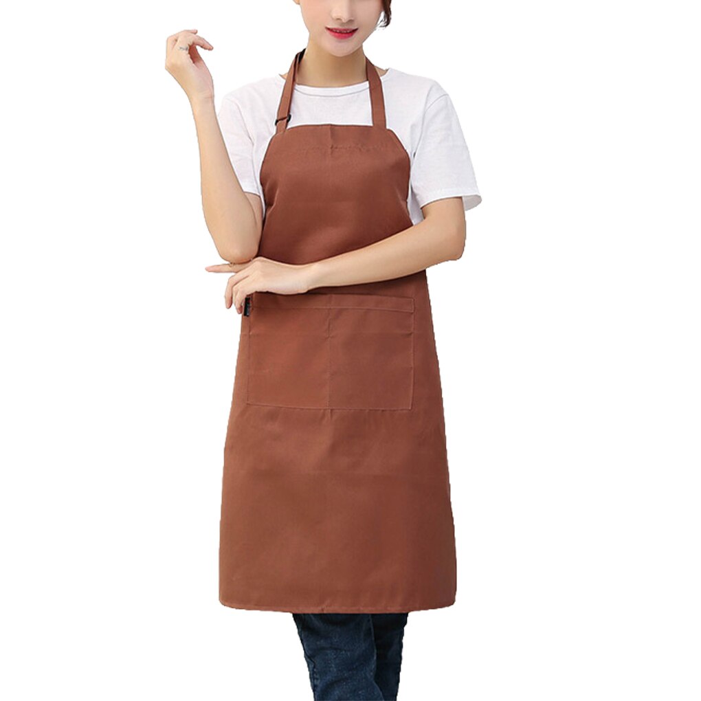 2pcs Unisex Work Apron For Men Black Apron Bib Adjustable Cooking Kitchen Restaurant Aprons For Woman With Pockets: khaki