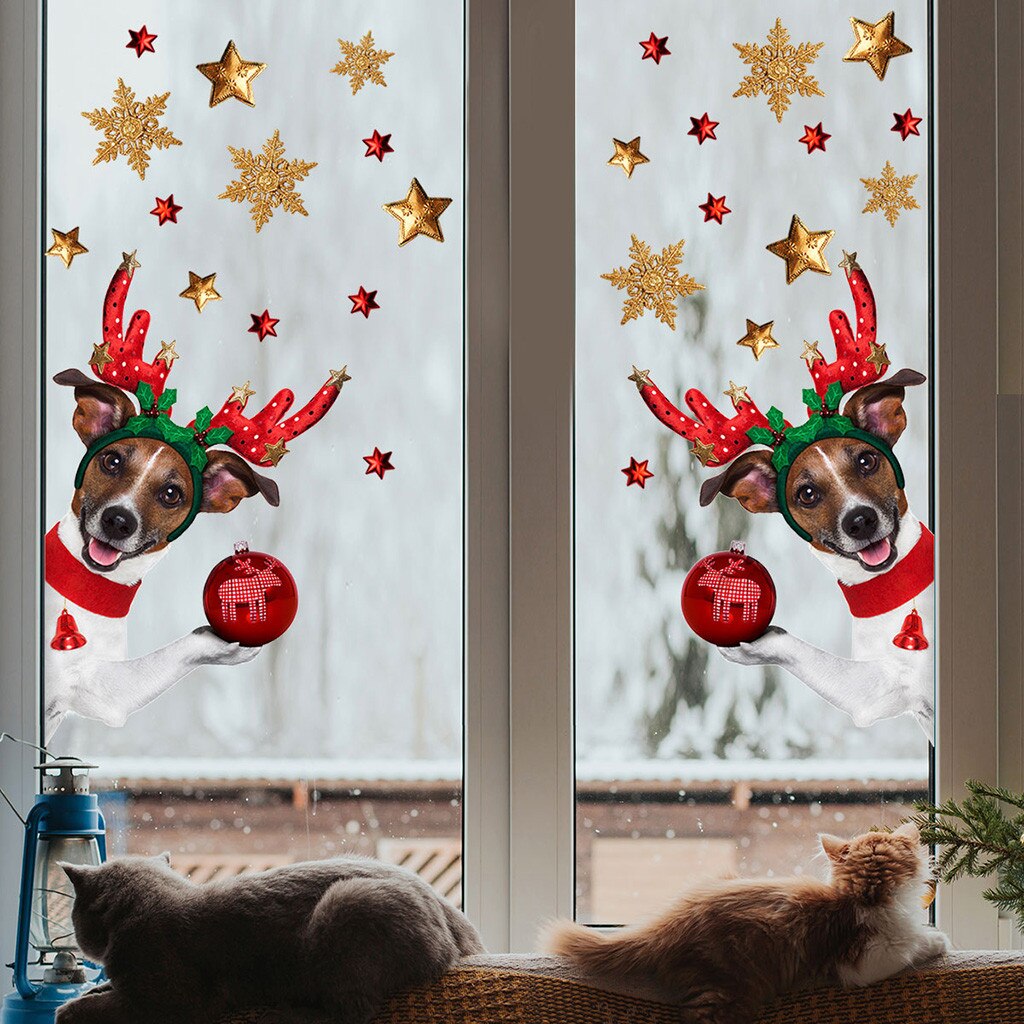 Christmas decoration self-adhesive-free window sticker glass electrostatic stickers Year Flakes shop wall sticker