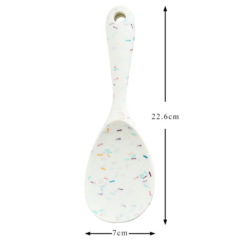 Utensilios de cocina de silicona para arroz, cucharillas accesorios de cocina de mango largo, resistente al calor sartén antiadherente, translúcido, 1 Uds.: colorful dot