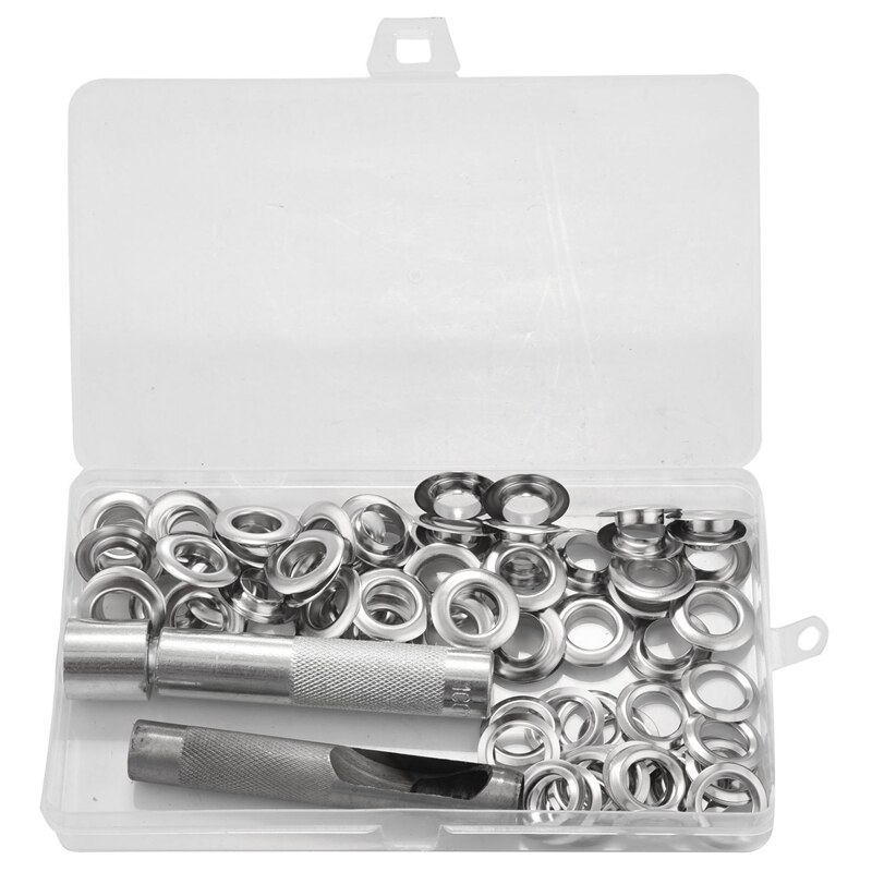 100Pcs Punch Grommets And Tarpaulin Awning Tent Tarp Repair Kit Hole Eyelet: Default Title