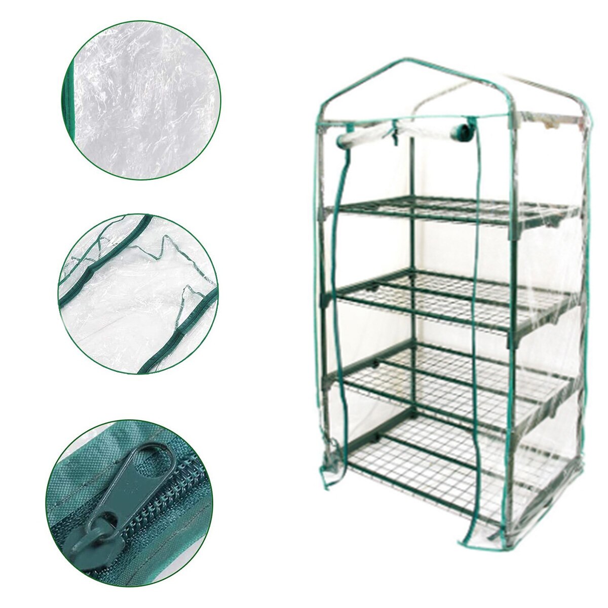 Mini Greenhouse Cover Waterproof Small Plant Greenhouse Transparent PVC Cover with Roll-up Door for Potted Plants Seedlings