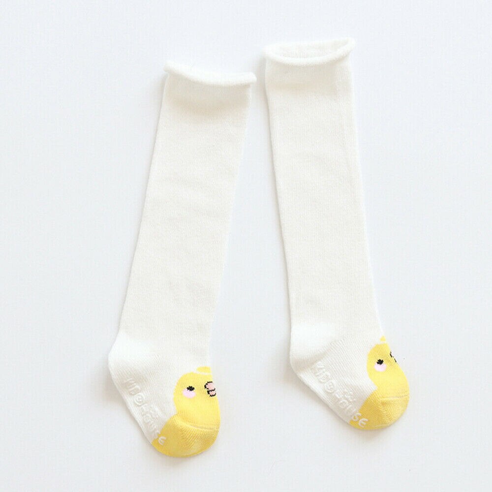 Cartoon Dier Baby Kousen Sokken Leuke Katoenen Kniehoge Sokken Anti-Slip Peuter Kleine Baby Lange Been Warmer Kids kousen: Geel / 3T