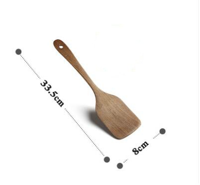 Cuchara de madera Natural para sopa, tenedor grande, cuchara para servir ensalada, conjunto de tenedor de mango largo, vajilla de madera, utensilios de cocina: 33.5cm