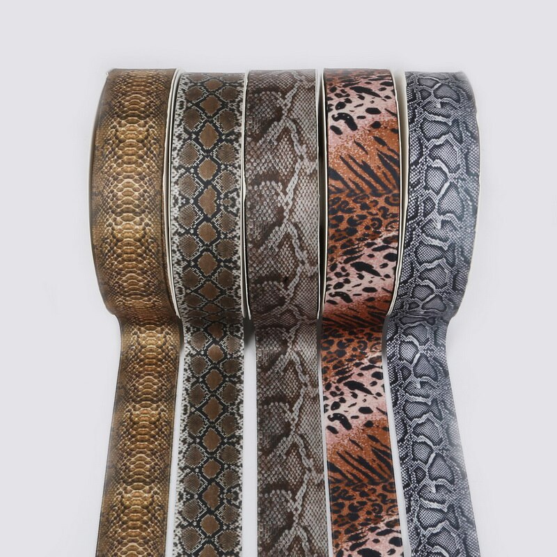 Snake Skin & Leopard pattern printed Poly Cotton ribbon for Party Home Wedding Decor Wrapping Garment Accessories