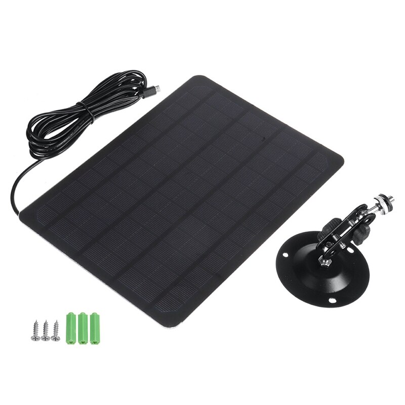 Solar Panel For Security Camera, Waterproof Solar Panel With 360° Adjustable Mounting,With 3 Meter Micro-Charging Cable