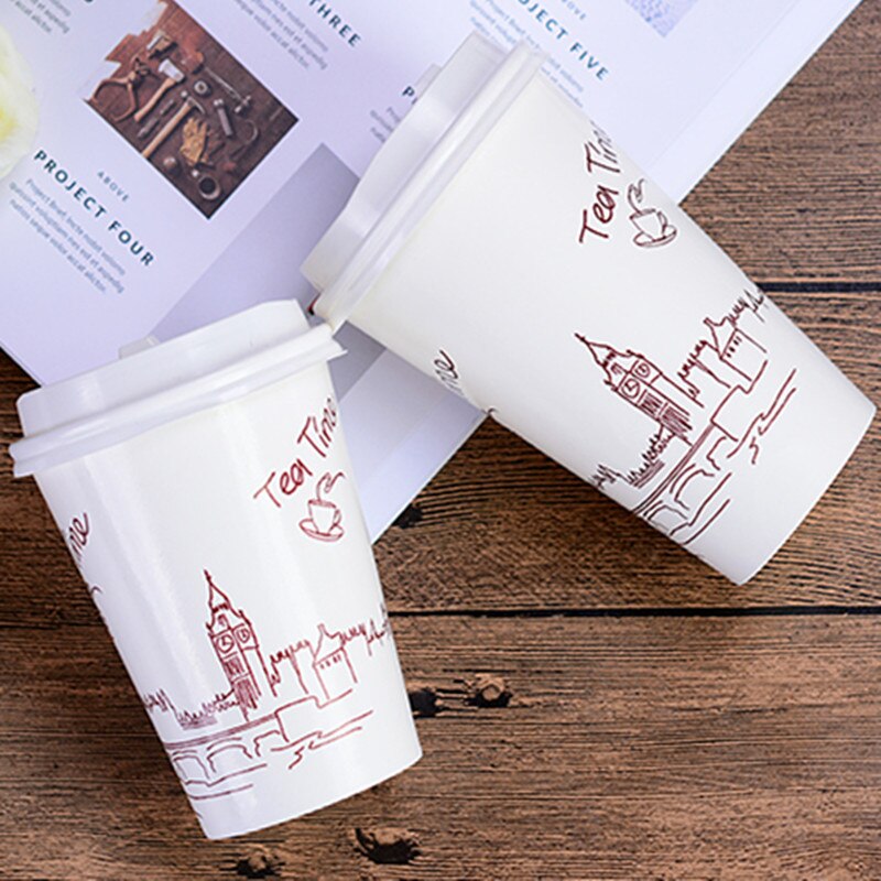 50 st engångs tjock mjölk te kopp parti gynnar dubbelbelagd kaffepapper kopp kall och dryck förpackning koppar