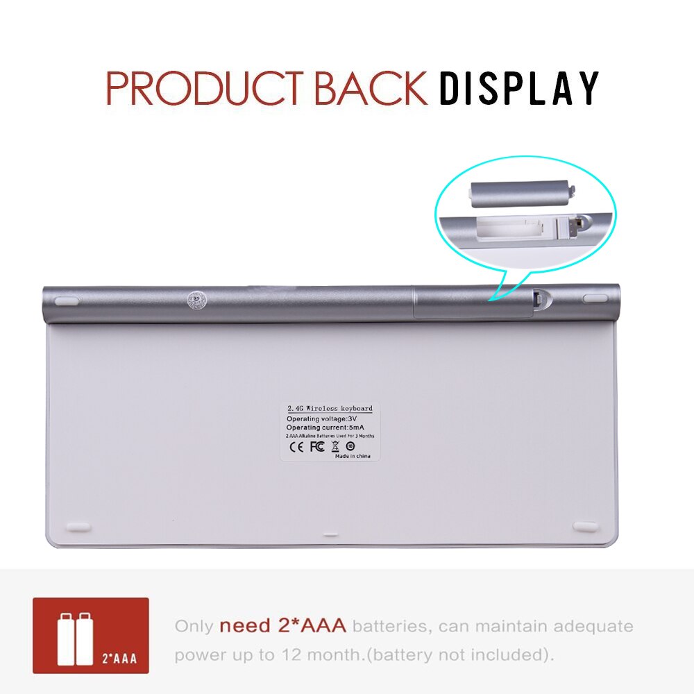 Zienstar-Teclado inalámbrico ultradelgado, 2,4G, idioma español, para Macbook, PC, ordenador portátil, Smart TV con receptor USB