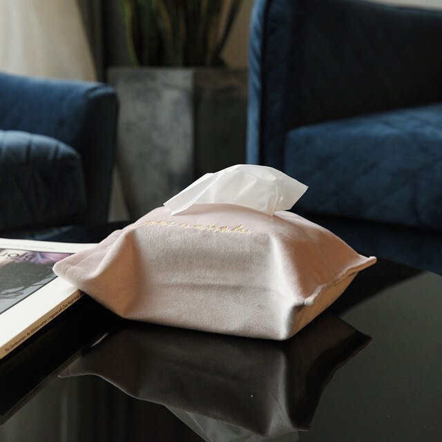 Nordic Embroidery Velvet Tissue Box Cloth Tissue Cover Home Car Pumping Storage Box Kitchen Desktop Decoration Organization: 7