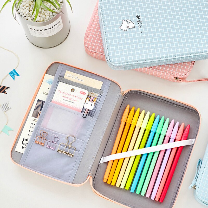 Kawaii Large Capacity School Pencil CaseMulti-function File Folder Bag Storage Bag For Student Ipad Notebooks Pens Stationery