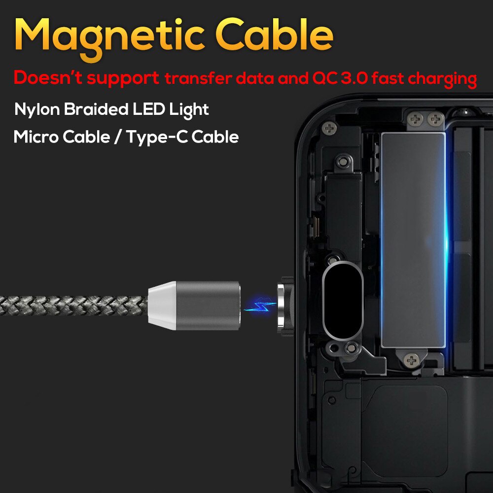 Micro usb magnetisk kabel type c magnet opladerledning til samsung  s7 j7 j6 j4 a3 a5 a7 huawei  p20 lite redmi 8 note 5 6 7 pro