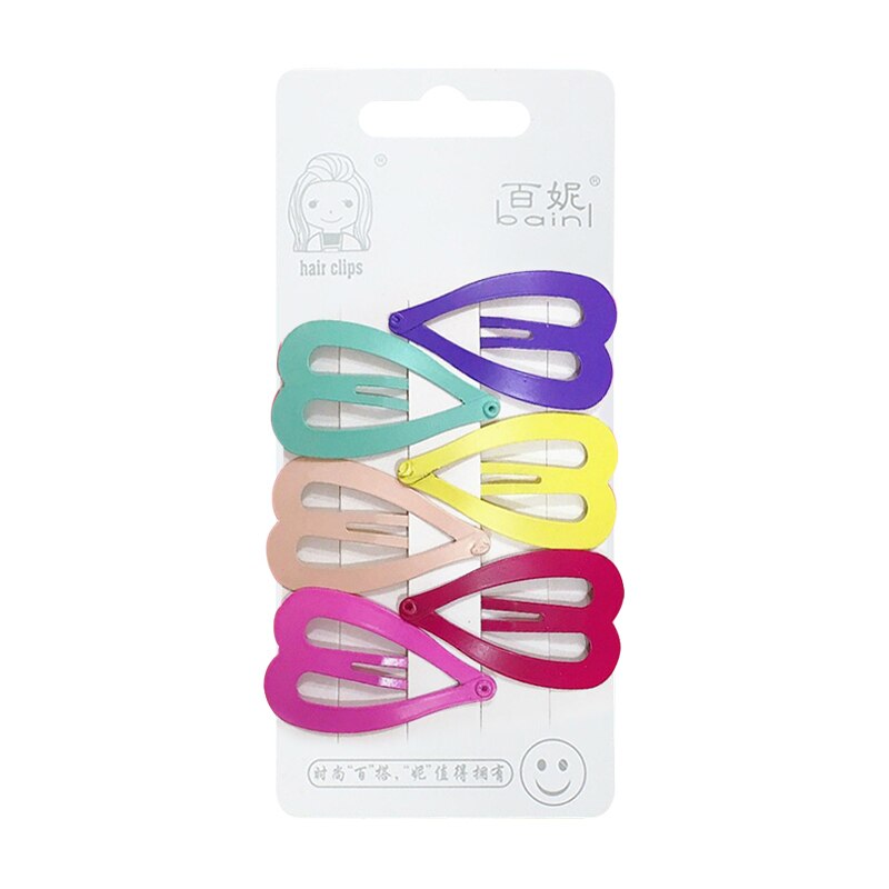 Lot de 6 épingles à cheveux en métal multicolores en forme de cœur ondulé rectangulaire pour bébé, épingles à cheveux pour filles, accessoires pour enfants: 10