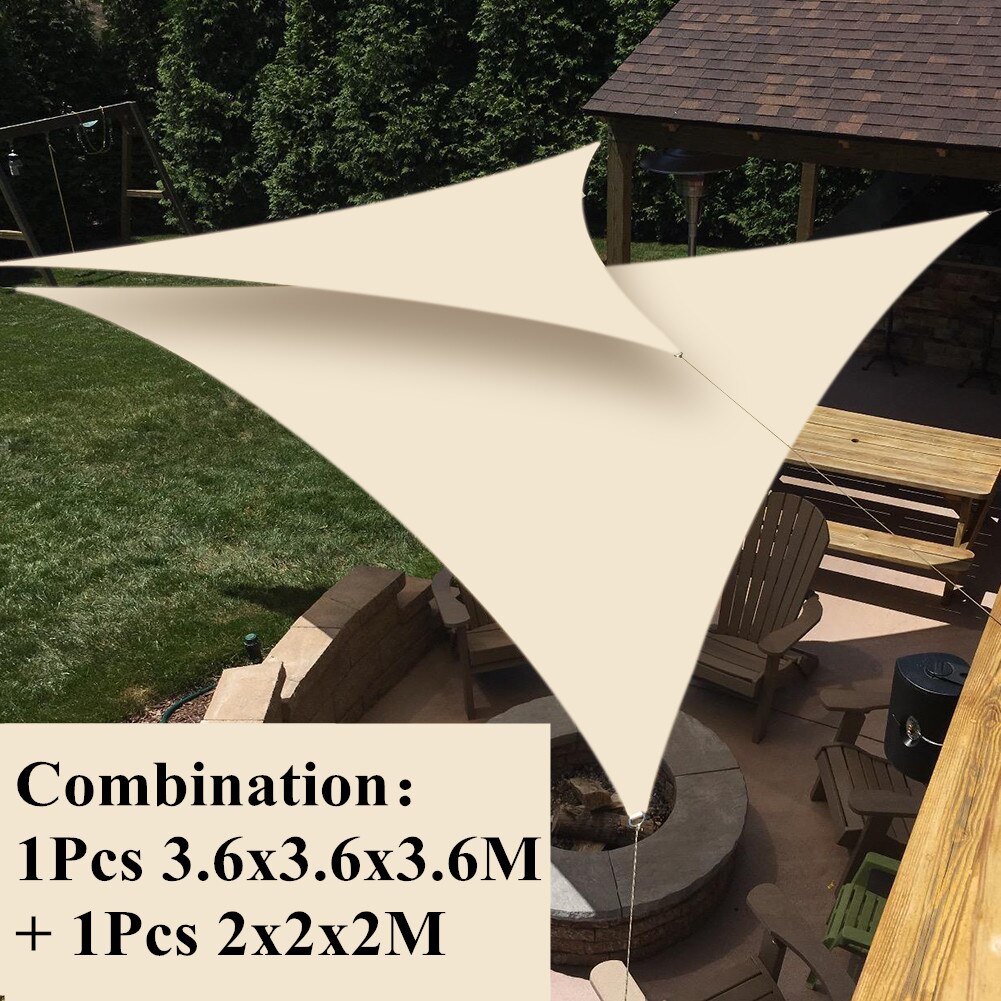 Triangle ombre voile Anti-UV soleil abri étanche tente bâche Portable en plein air Camping pique-nique tissu auvent auvent abris: Beige