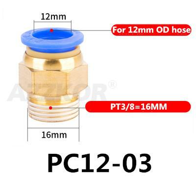 5 kpl pc pneumaattinen letkuliitin ilmakompressorin osat suora työntöpaineilmaliitin 1/2 " 1/4 " 3/8 " 1/8 " m5 uros -4 6 8 10 12: Pc12-03