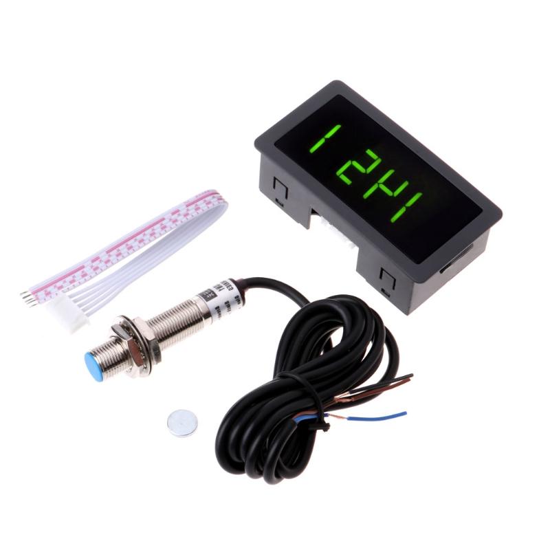 4 Digital LED Tachometer RPM Speed Meter+Proximity Switch Sensor NPN 12V 9999RPM 51BD: Green