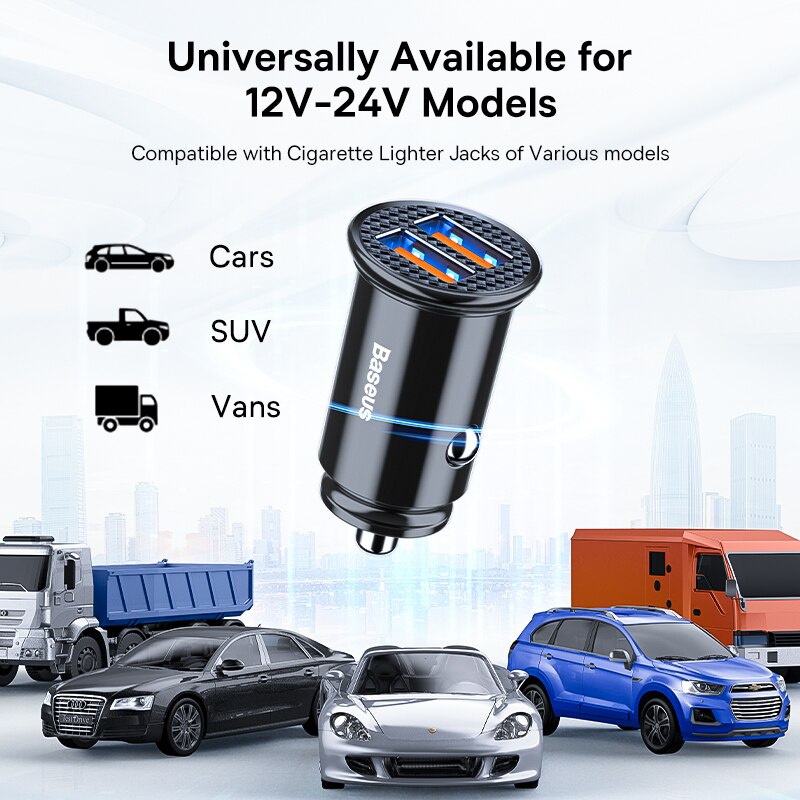 Baseus-cargador USB para coche, dispositivo de carga rápida de 30W, 4,0, 3,0, FCP, SCP, PD, para Xiaomi, iPhone 12, 13, 14 Pro