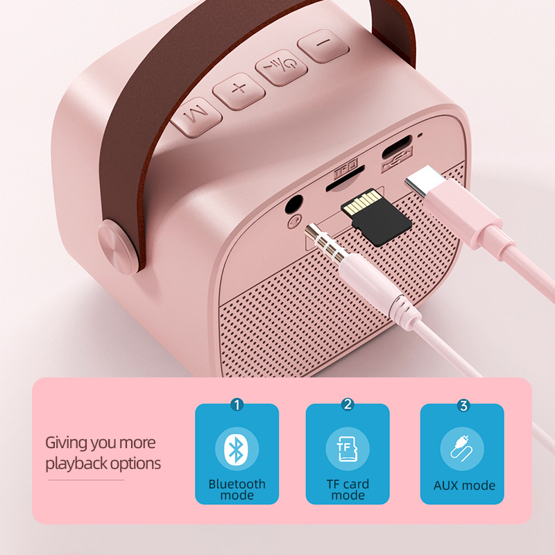 Basix Karaoke-Maschine tragbares Bluetooth 5.0-Lautsprechersystem mit 1-2 drahtlosen Mikrofonen zu Hause Familie singen freundlicher