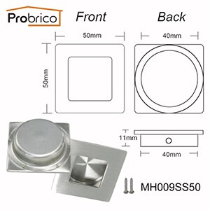 Probrico 10 PCS Modern Flush Embed Knobs Kitchen Cabinet Cupboard Door Drawer Hidden Handles Wardrobe Hidden Pulls Recessed pull: MH009SS50