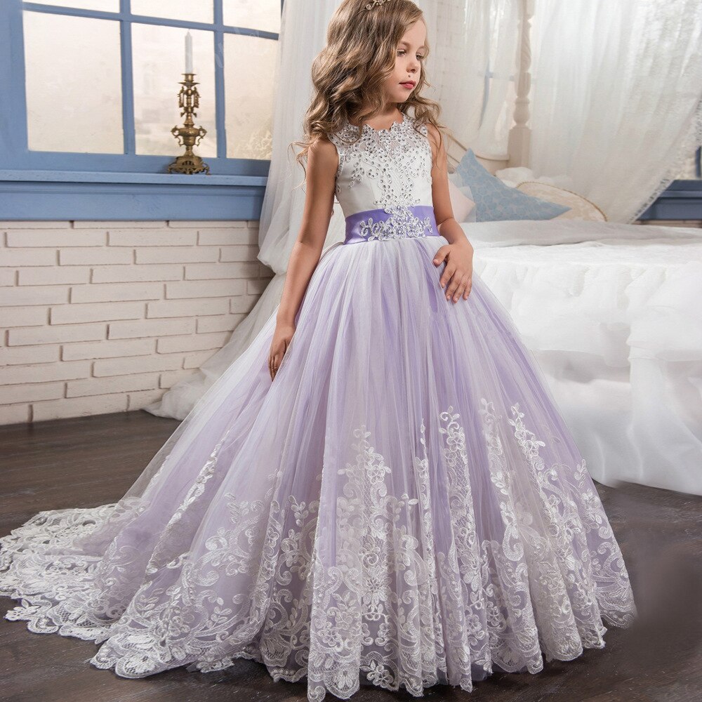 Princesse filles robe jupe enfants Noble montre robe à manches longues un mot épaule traînant jupes: 1 / height 140cm