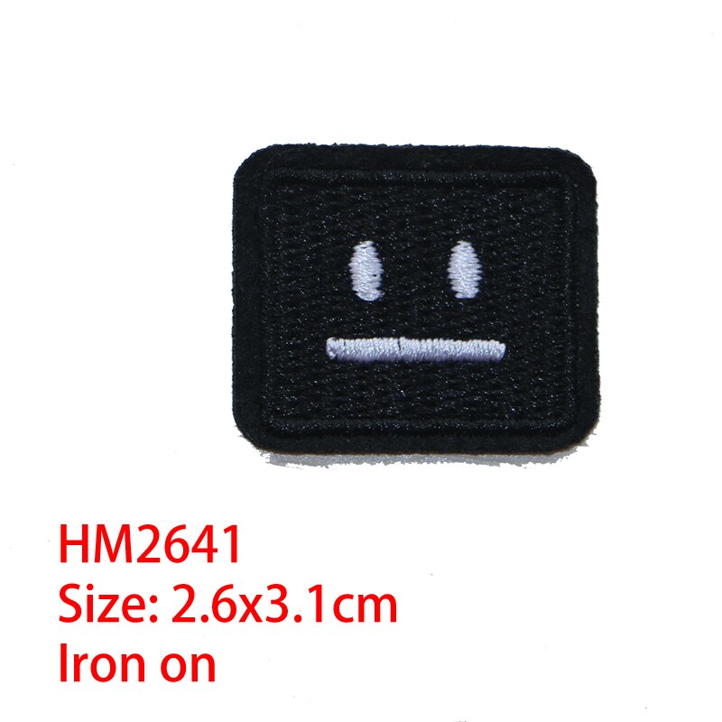 Decoratieve Vierkante Patch Wit Zwart Roze Grijs Lachend Gezicht Icoon Geborduurde Applique Patches Voor Diy Ijzer Op Badges Op Rugzak: HM2641