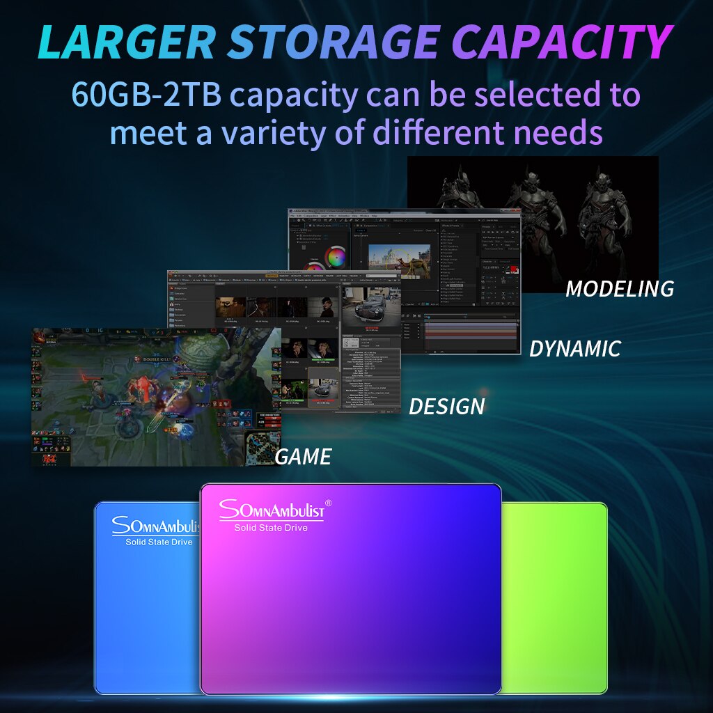 Unità a stato solido SSD blu viola sfumato 480G computer desktop 240G notebook unità a stato solido 2t ad alta velocità 120g 60g